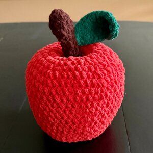 Large Crocheted Apple Plushie – Handmade Amigurumi Soft Toy